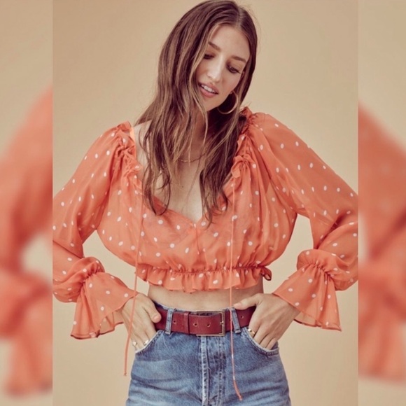For Love and Lemons Polka Dot Blouse Analisa Small - Picture 1 of 6